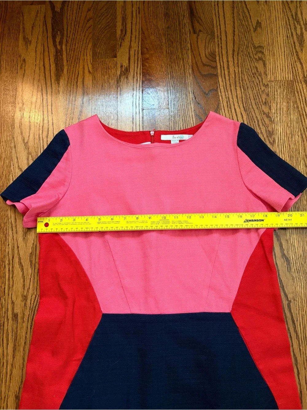 Boden Pippa Colorblock Shift Dress Pink Red Navy Pockets US 10L